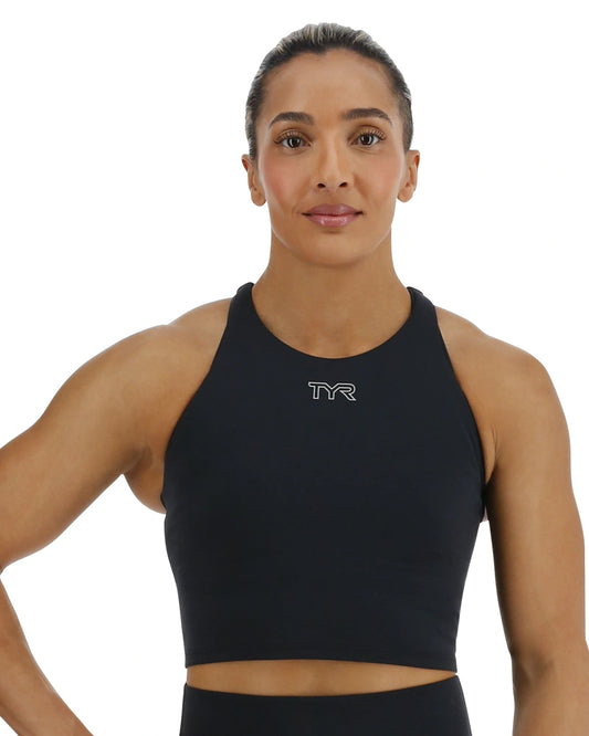 Black Joule Elite Cropped High Neck Sports Bra