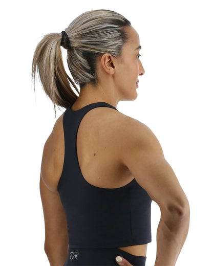 Black Joule Elite Cropped High Neck Sports Bra